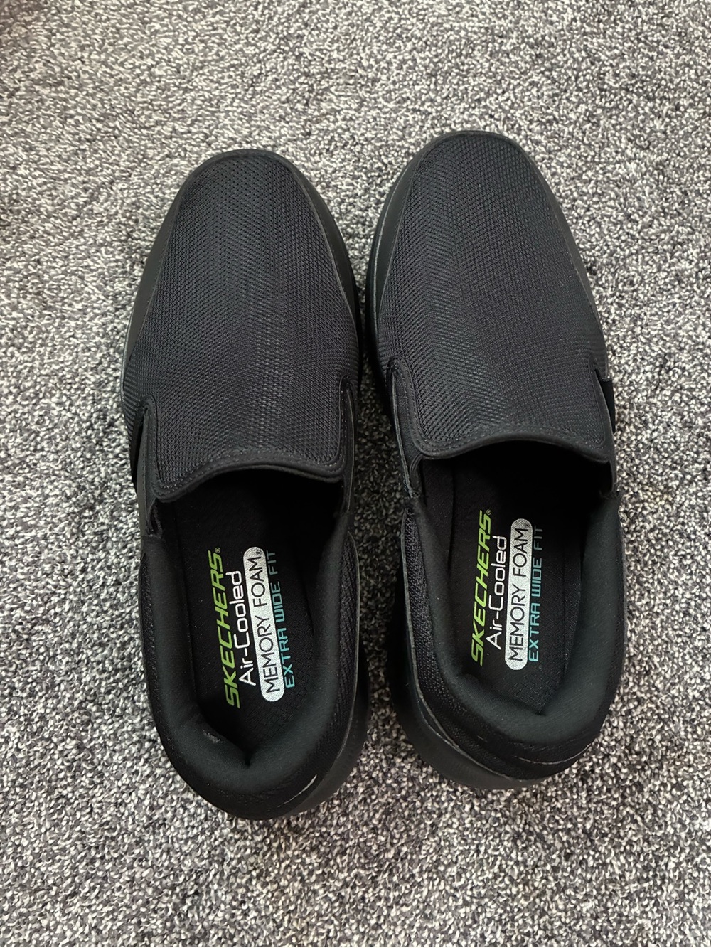Skechers Men’s Black Slip-On Mesh Memory Foam Loafers